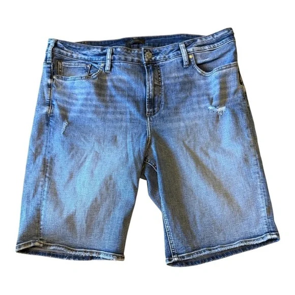 Silver Jeans Co Shorts Womens Sz 20 Avery Bermuda Blue Denim Mid Rise - Picture 1 of 14
